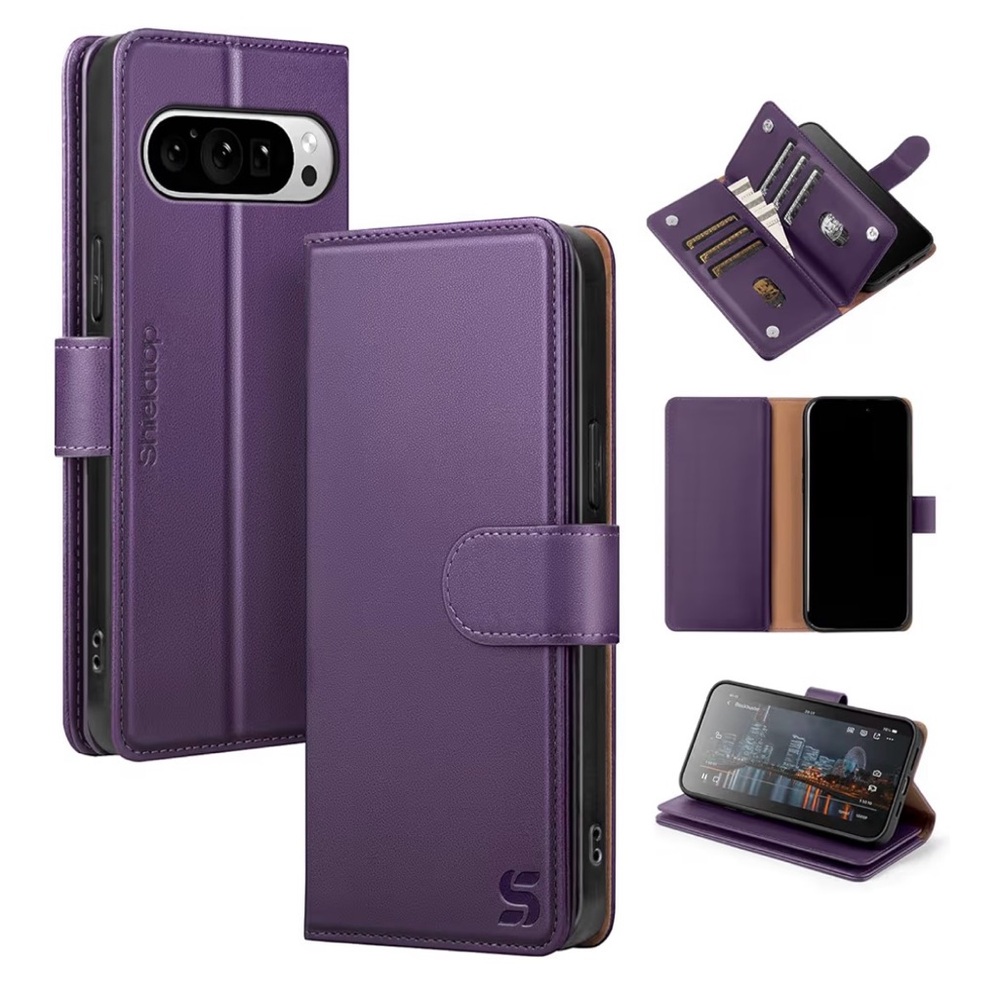 Purple Leather Wallet Case for Smartphones